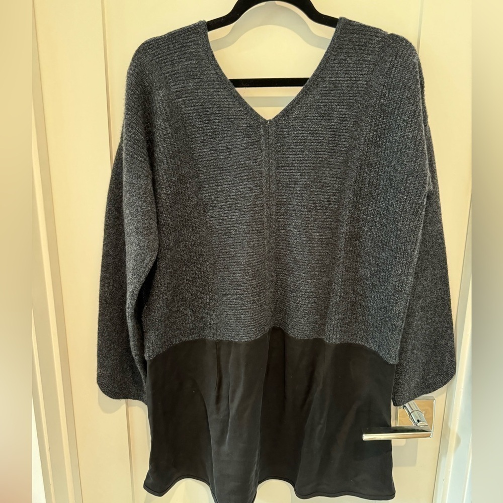Quinn Cashmere Long Sleeve Sweater size Large L gray 60% cashmere 40%wool K - Picture 8 of 9